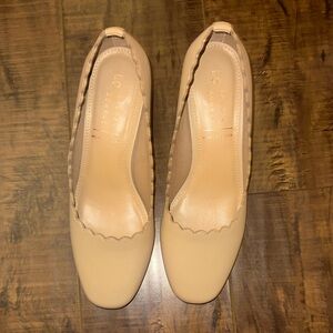 LC Lauren Conrad Women's Beige Scalloped Flats